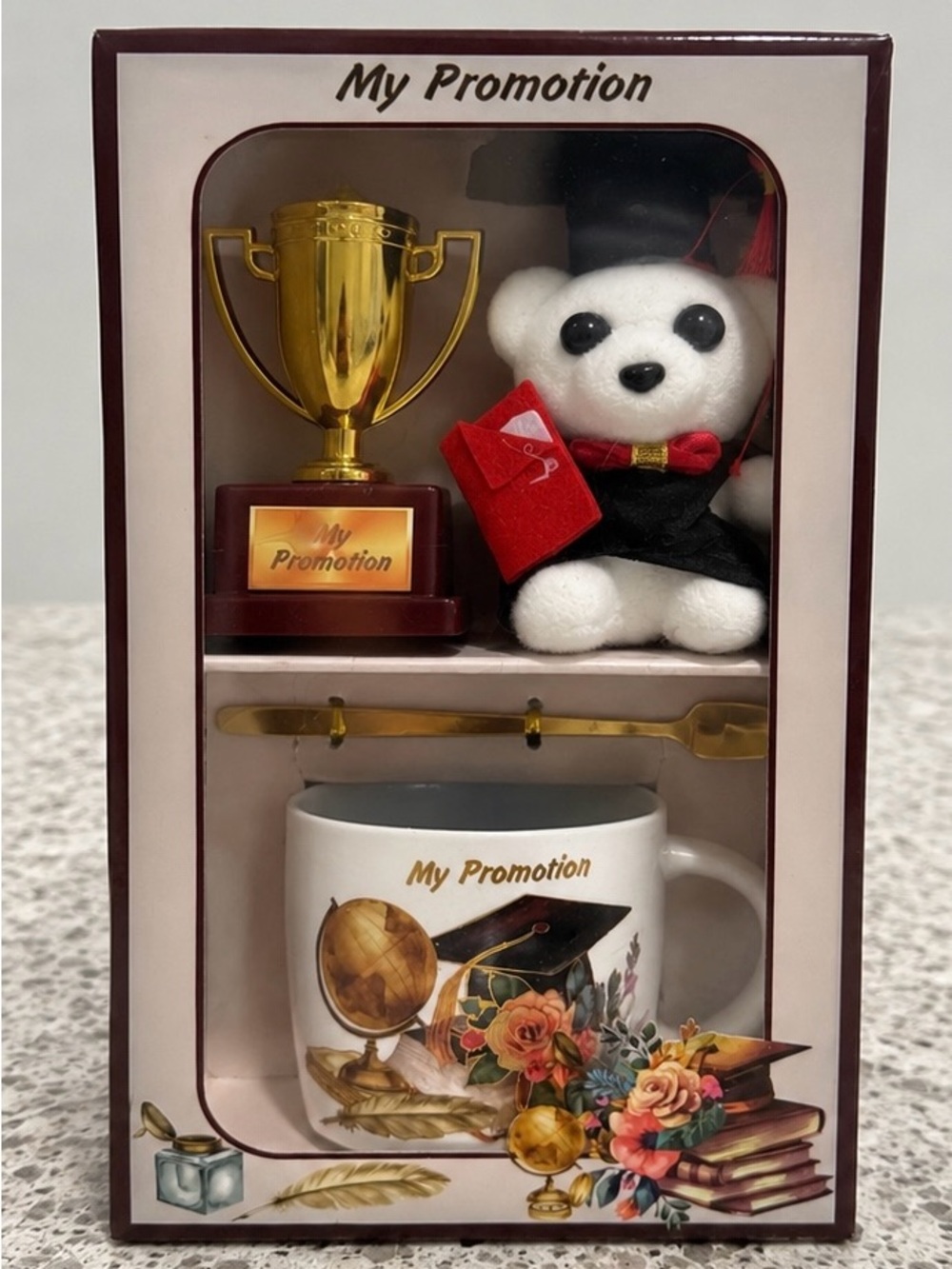 Graduation Gift Set Mug & Trophy Bear Box Set – “My Promotion”